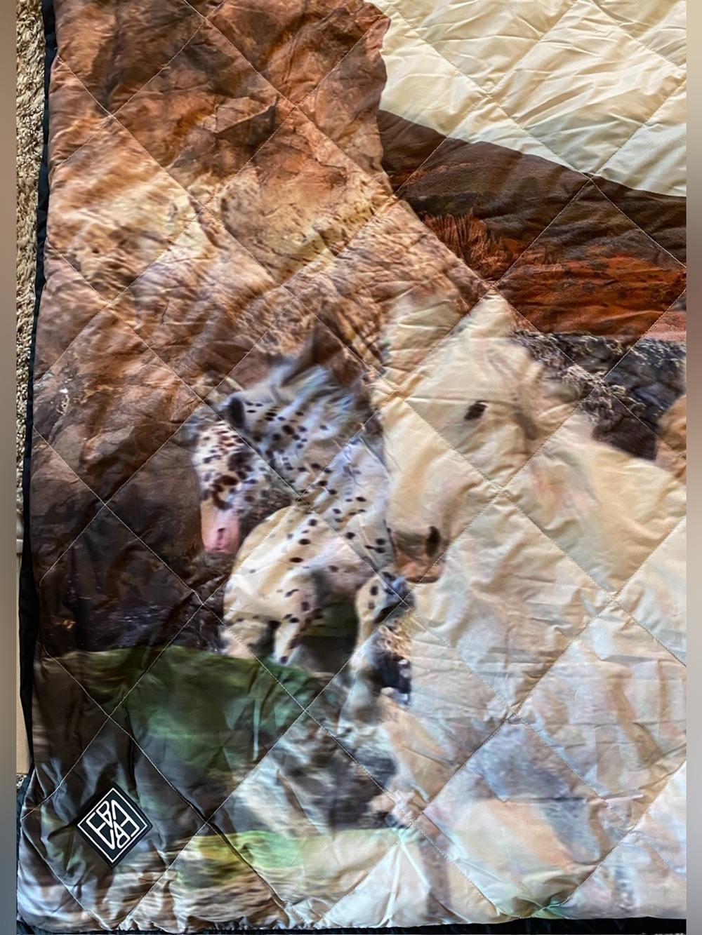 Eddie Bauer x Baja East Down Throw Blanket Freedom Horses in the Sky Big Sur